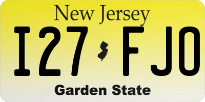 NJ license plate I27FJO