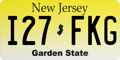 NJ license plate I27FKG