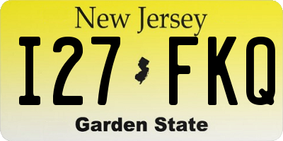 NJ license plate I27FKQ