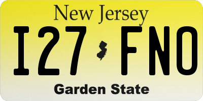 NJ license plate I27FNO