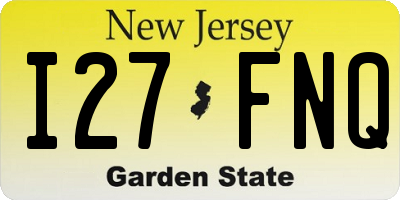 NJ license plate I27FNQ