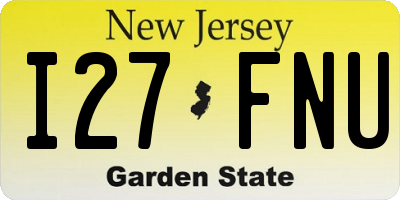 NJ license plate I27FNU