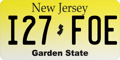 NJ license plate I27FOE