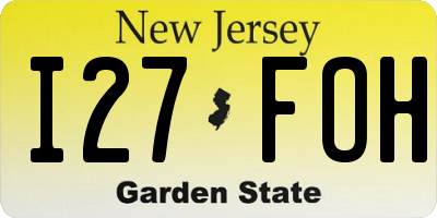 NJ license plate I27FOH