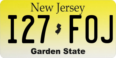 NJ license plate I27FOJ