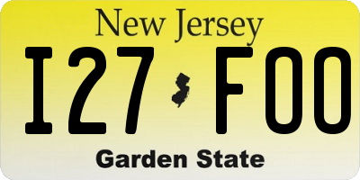 NJ license plate I27FOO