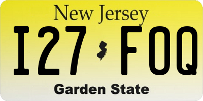 NJ license plate I27FOQ