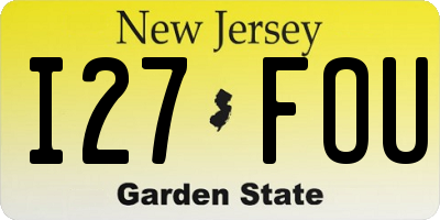 NJ license plate I27FOU