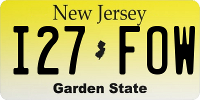 NJ license plate I27FOW