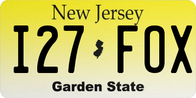 NJ license plate I27FOX