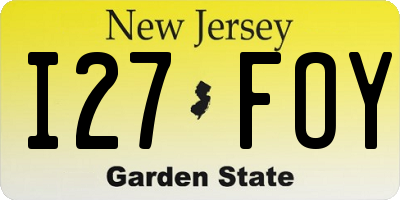 NJ license plate I27FOY