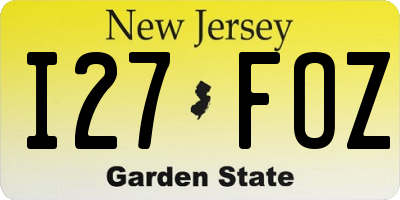 NJ license plate I27FOZ