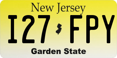 NJ license plate I27FPY