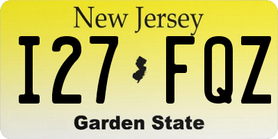 NJ license plate I27FQZ