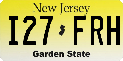 NJ license plate I27FRH