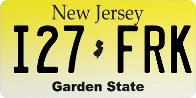 NJ license plate I27FRK