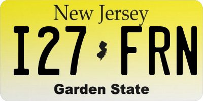 NJ license plate I27FRN
