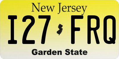NJ license plate I27FRQ