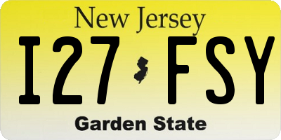 NJ license plate I27FSY