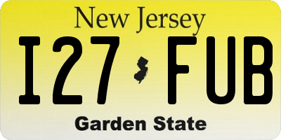 NJ license plate I27FUB