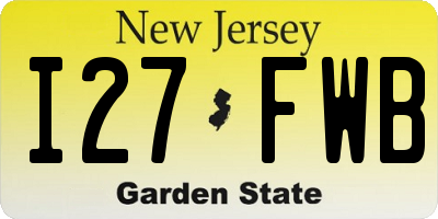 NJ license plate I27FWB