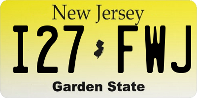 NJ license plate I27FWJ