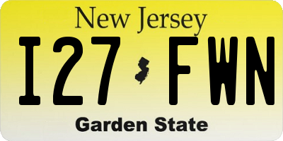 NJ license plate I27FWN