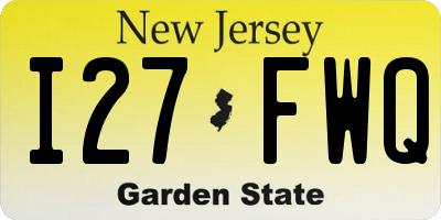 NJ license plate I27FWQ