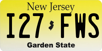 NJ license plate I27FWS