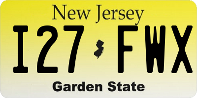 NJ license plate I27FWX