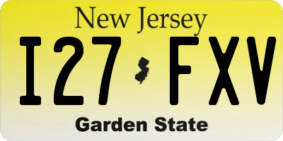 NJ license plate I27FXV