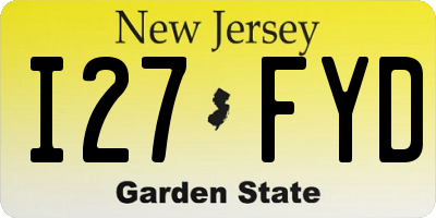 NJ license plate I27FYD