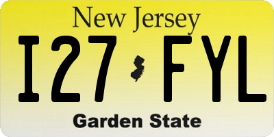 NJ license plate I27FYL