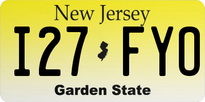 NJ license plate I27FYO