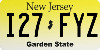 NJ license plate I27FYZ