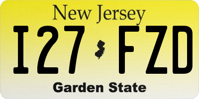 NJ license plate I27FZD