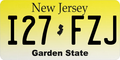 NJ license plate I27FZJ