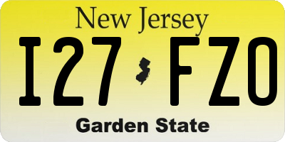 NJ license plate I27FZO