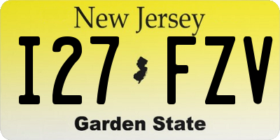 NJ license plate I27FZV
