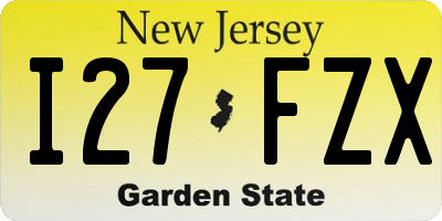 NJ license plate I27FZX