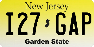 NJ license plate I27GAP