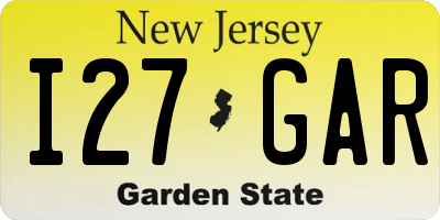 NJ license plate I27GAR