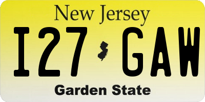 NJ license plate I27GAW
