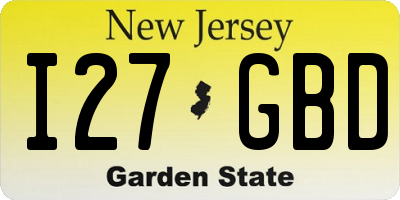 NJ license plate I27GBD