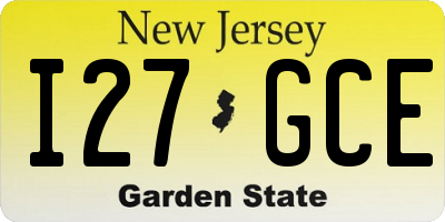 NJ license plate I27GCE