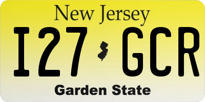 NJ license plate I27GCR