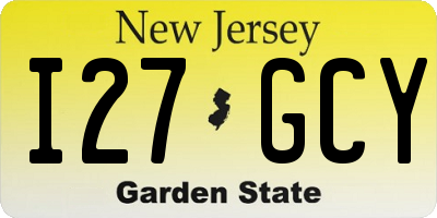 NJ license plate I27GCY