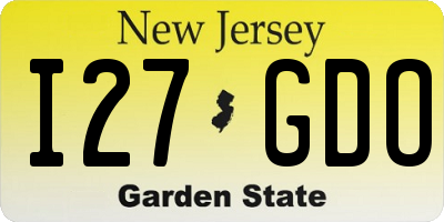 NJ license plate I27GDO