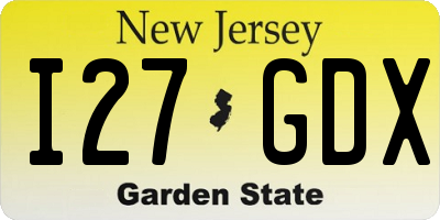 NJ license plate I27GDX