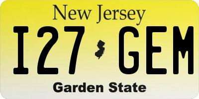 NJ license plate I27GEM
